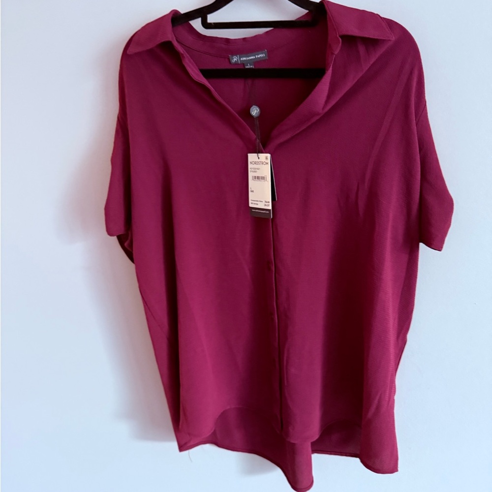 Adrianna Papell Deep Red Button Down Shirt